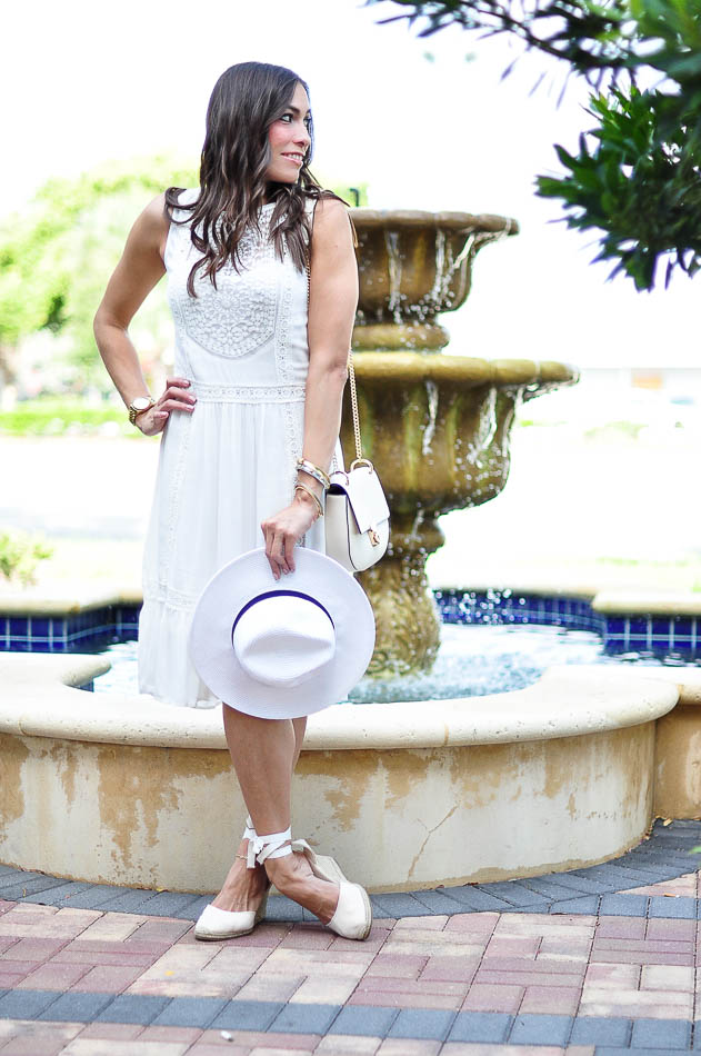 Forever 21 Embroidered White Dress and Soludos white espadrilles