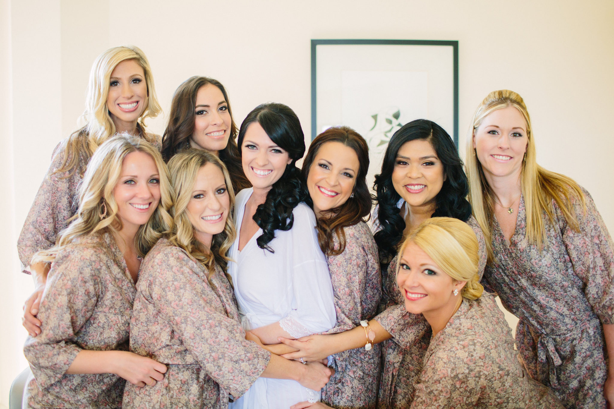 Aly and her bridesmaids in Joanna August gowns