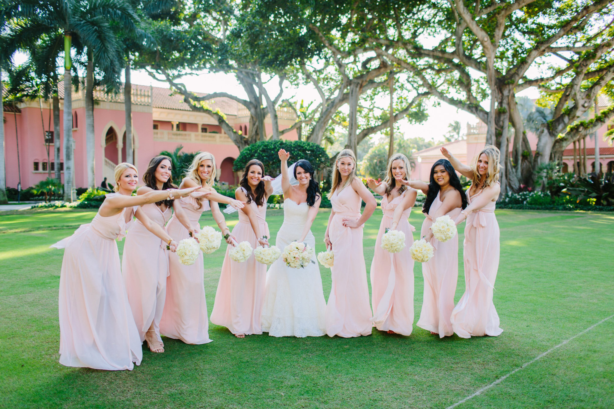 Aly and Florida Gator bridesmaids in Joanna August