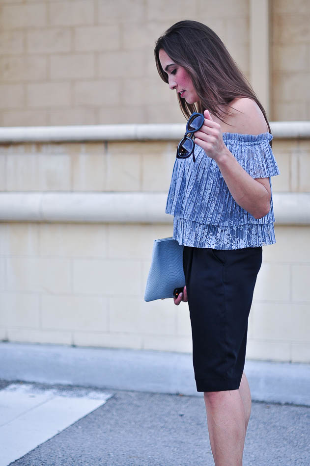 Zara lace top and Zara bermuda shorts-2