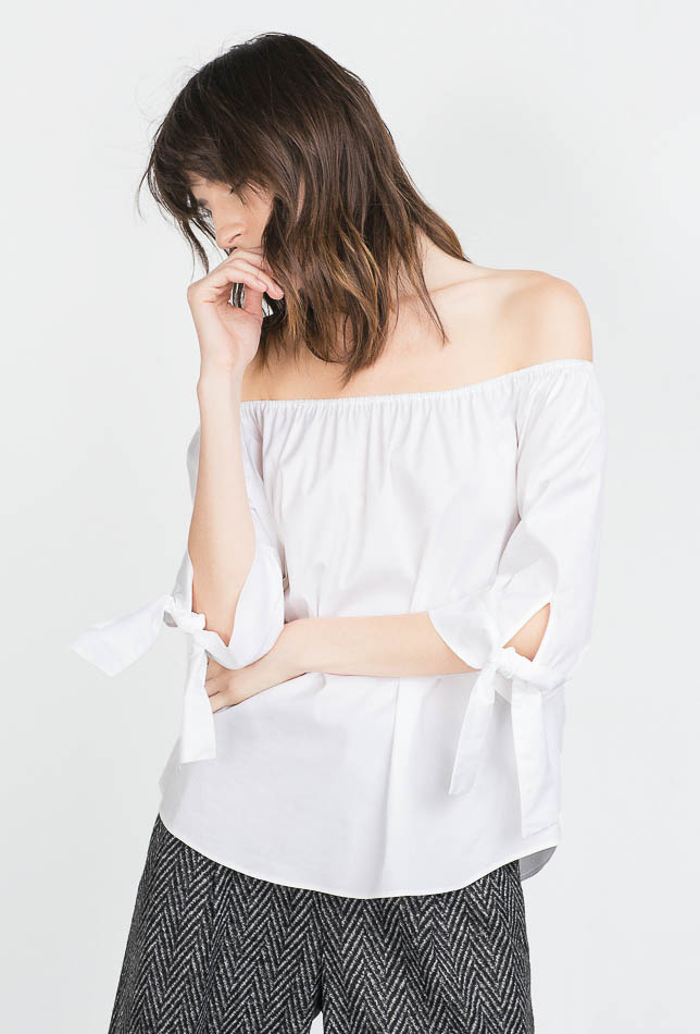 Zara off the shoulder poplin top