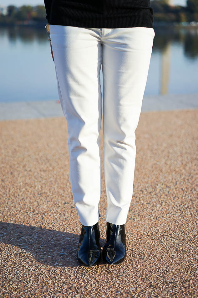 Zara white pants and French Connection Ronan booties