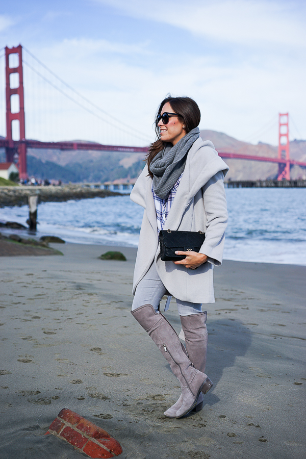 Tahari Marla coat and JCrew infinity scarf