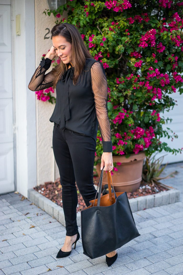 Black Printed Sheer Blouse