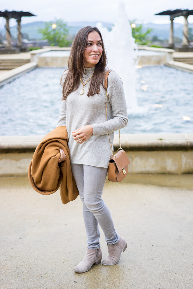 Joie grey cashmere sweater and Grey Citizens of Humanity skinny jeans