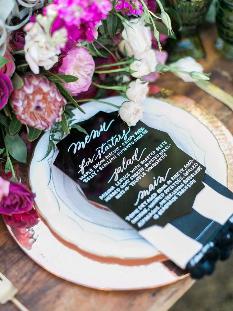 A Glam Lifestyle Blogger Amanda Champion shares Wedding Paper Goods by Prim-Pixie-Los-Angeles calligraphy_menu