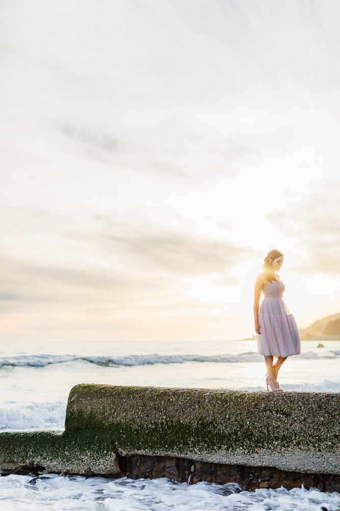 woman enjoying the sunset Malibu Beach 