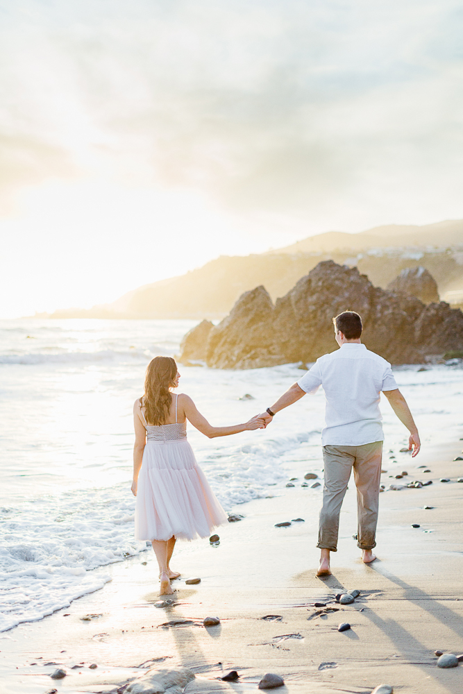 Malibu Beach Engagement photos_Needle and Thread dress-8