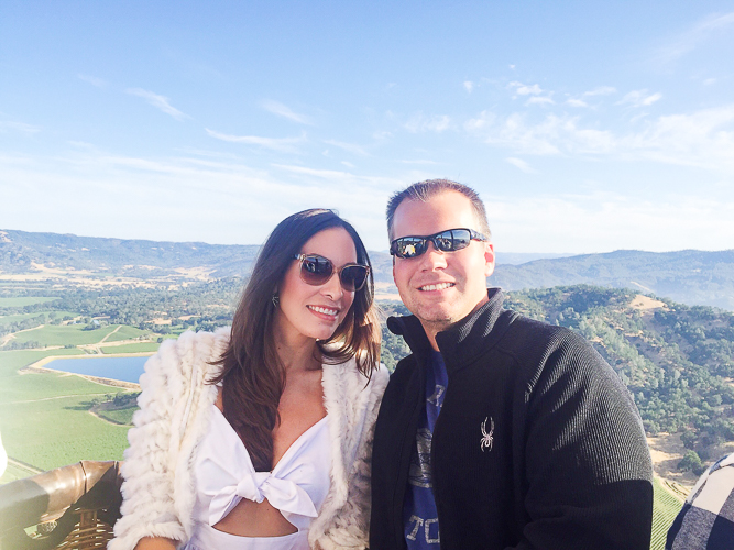 A Glam Lifestyle Blogger Amanda Champion shares Napa Hot Air Balloon Tour - in photo: a couple on a hot air balloon ride