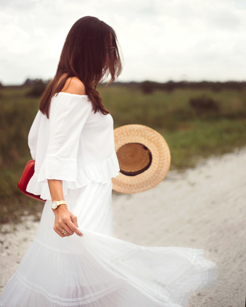 White maxi skirt, summer style