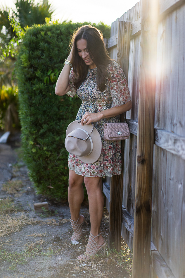 Zara floral dress, Miu Miu bag, floral print, floral lace dress