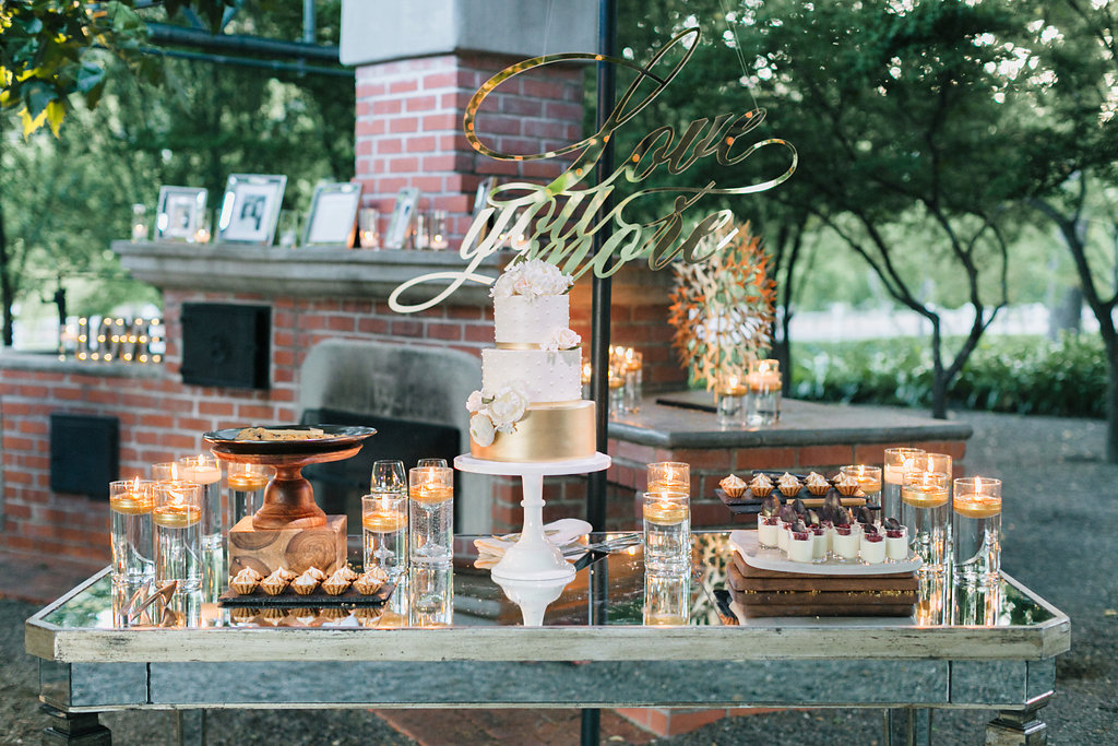 A Glam Lifestyle Blogger Amanda Champion shares a photo of their dessert area on their wedding day