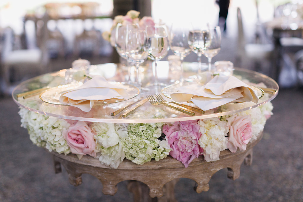 A Glam Lifestyle fashion bloggers floral stuffed sweetheart table at Beaulieu Garden with Rion Designs, wedding decor
