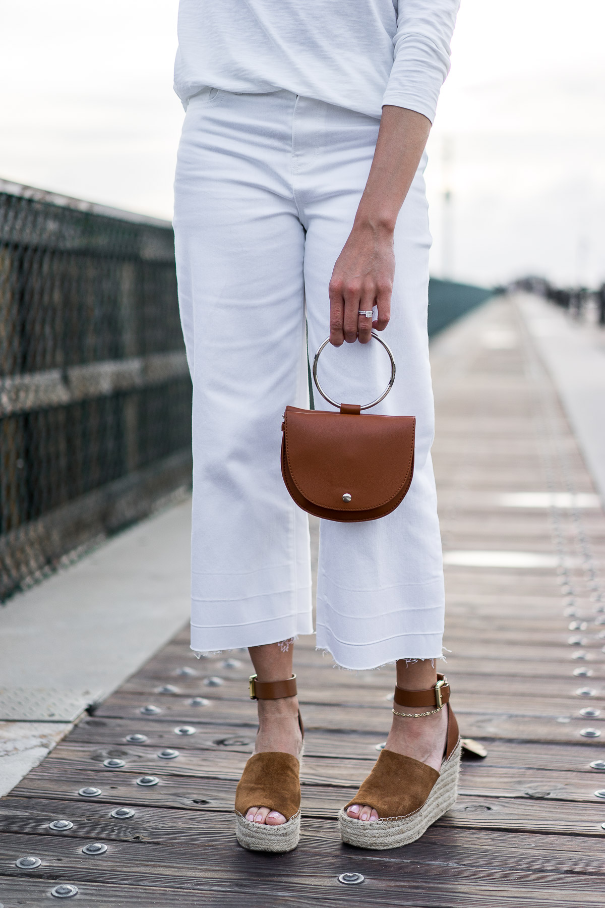 Old Navy's Spring collection includes high waist wide leg white ankle jeans as worn by blogger Amanda from A Glam Lifestyle