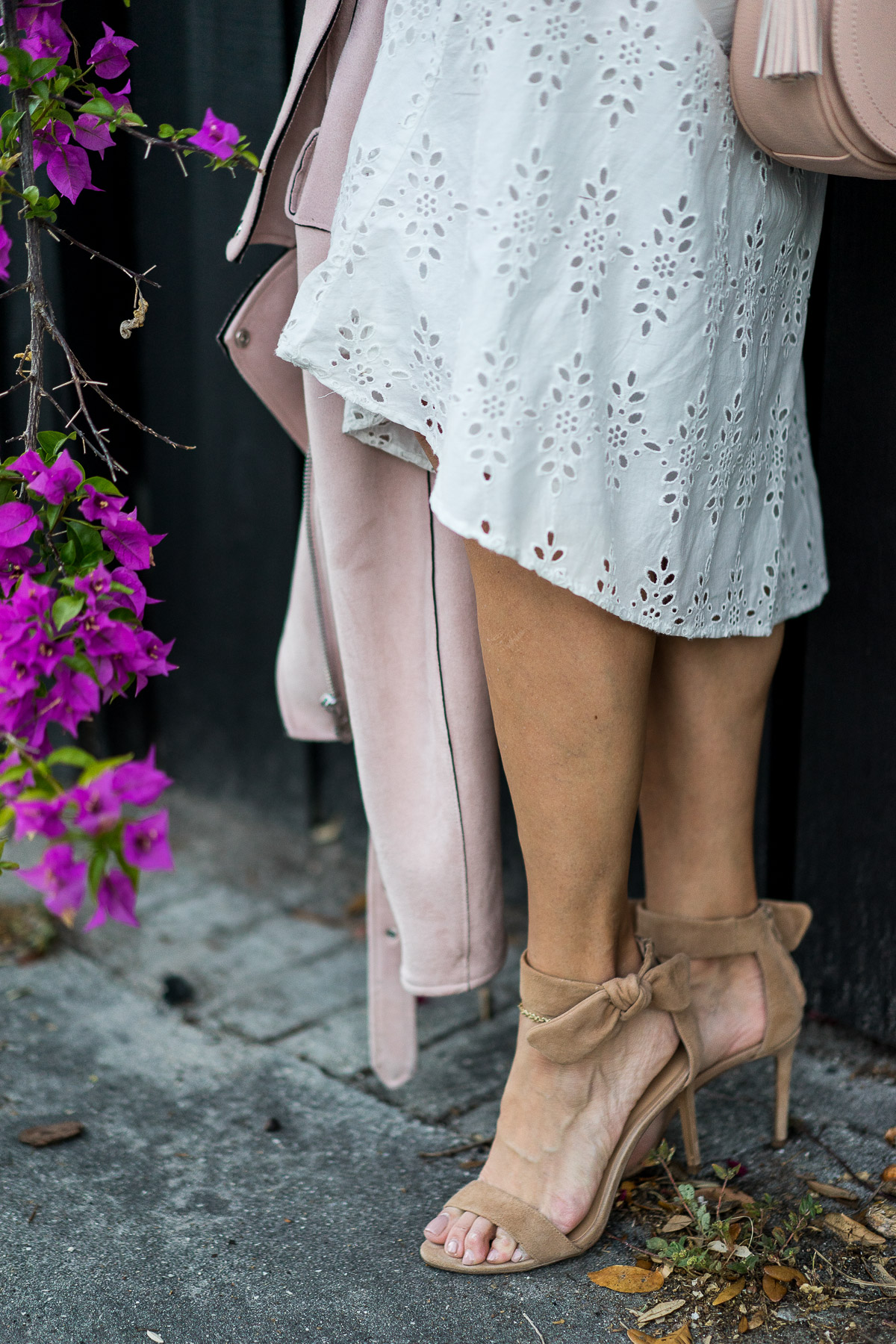 Banana Republic bow sandals shown with Old Navy eyelet midi dress by A Glam Lifestyle blogger Amanda to #SayHi to Spring