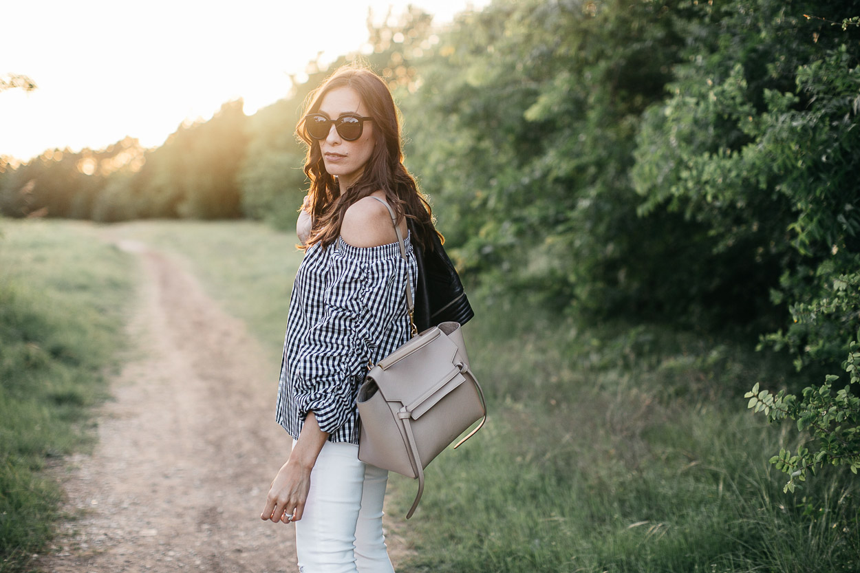 Gingham top trend at Chicwish is perfect for Spring with neutral accessories like Celine Belt bag worn by Amanda of AGlamLIfestyle blog