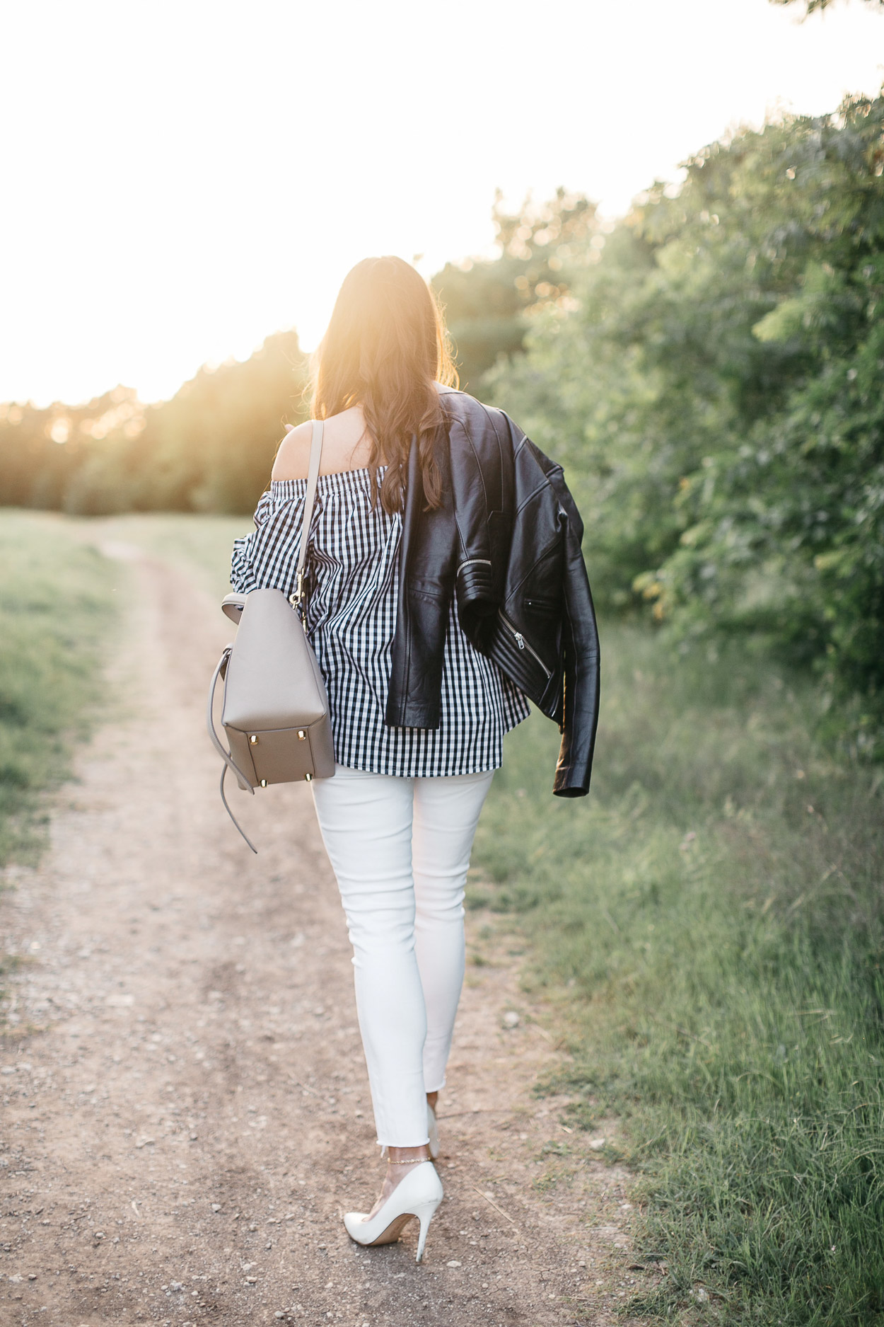 Wearing a gingham top from Chicwish, Amanda from A Glam Lifestyle blog shows her Spring style