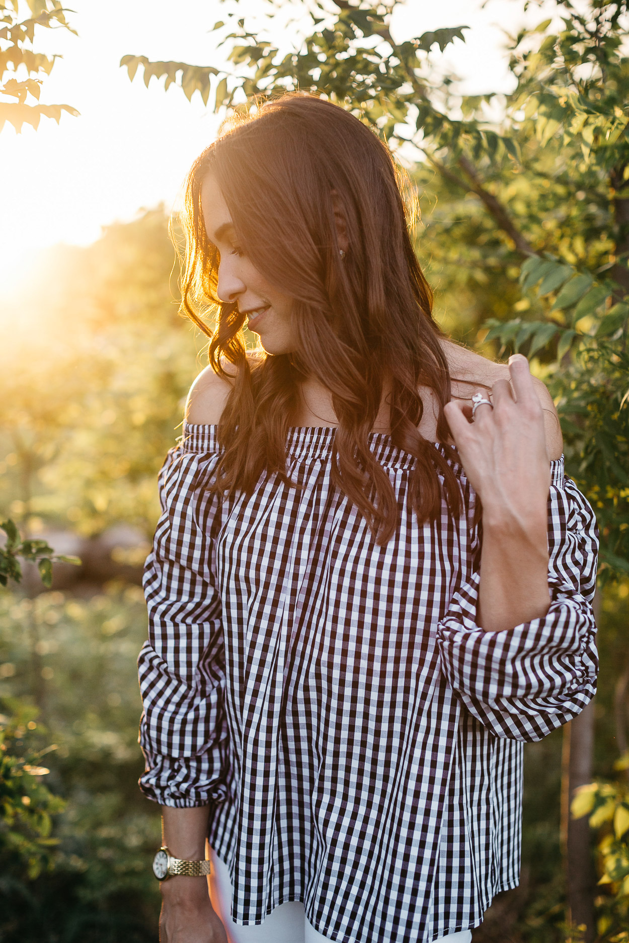 Black and white gingham top by Chicwish is styled at Arbor Hills Nature Preserve by Amanda of A Glam Lifestyle blog