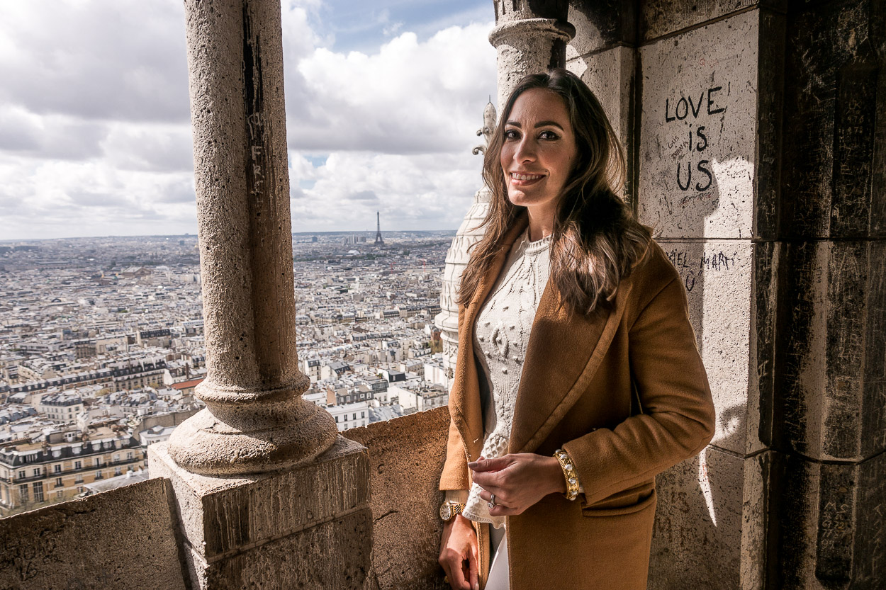 View from Sacre Coeur church after climbing to the top shown by A Glam Lifestyle blogger Amanda for best things to do in Montmartre