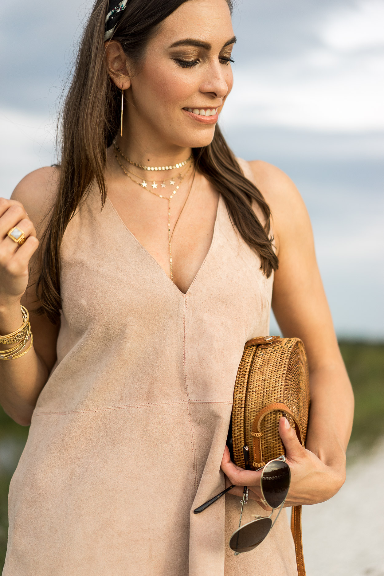 How to wear a suede dress in Summer as shown by South Florida fashion blogger Amanda of AGlamLifestyle