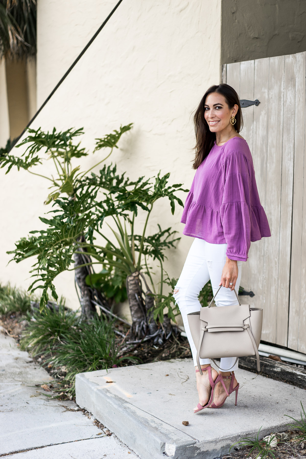 A Summer must have is a great boho top from Free People worn with AG Jeans white distressed denim and Steve Madden Landen sandals and Celine belt bag by AGlamLifestyle blogger Amanda