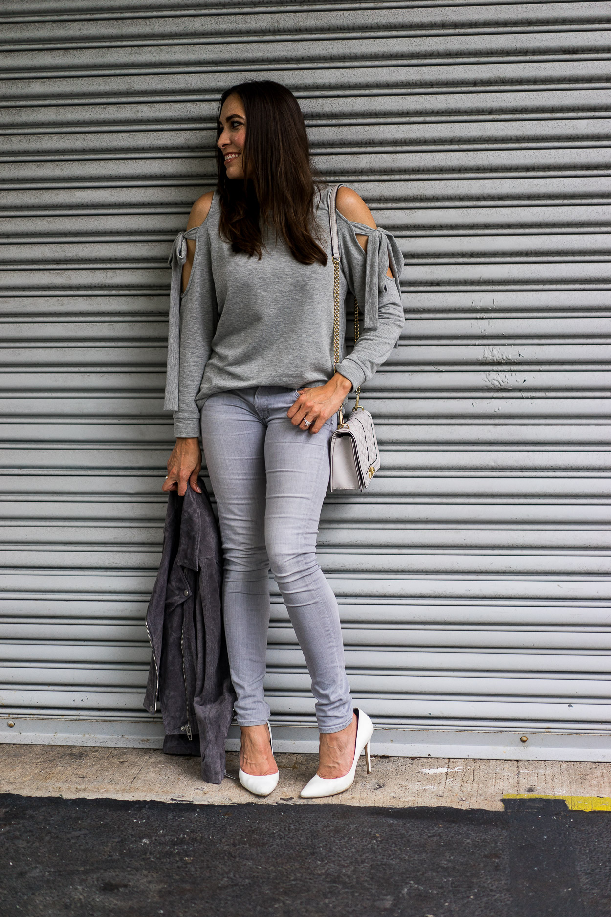 Last minute fave grey sweater from the Nordstrom Anniversary sale styled by Amanda of A Glam Lifestyle blog