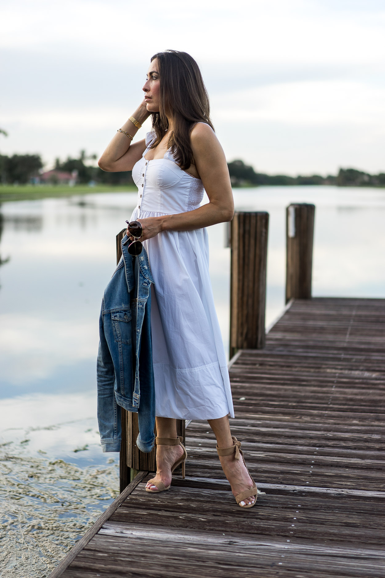 Summer white dresses are easy at the lake styled by AGlamLifestyle blogger Amanda