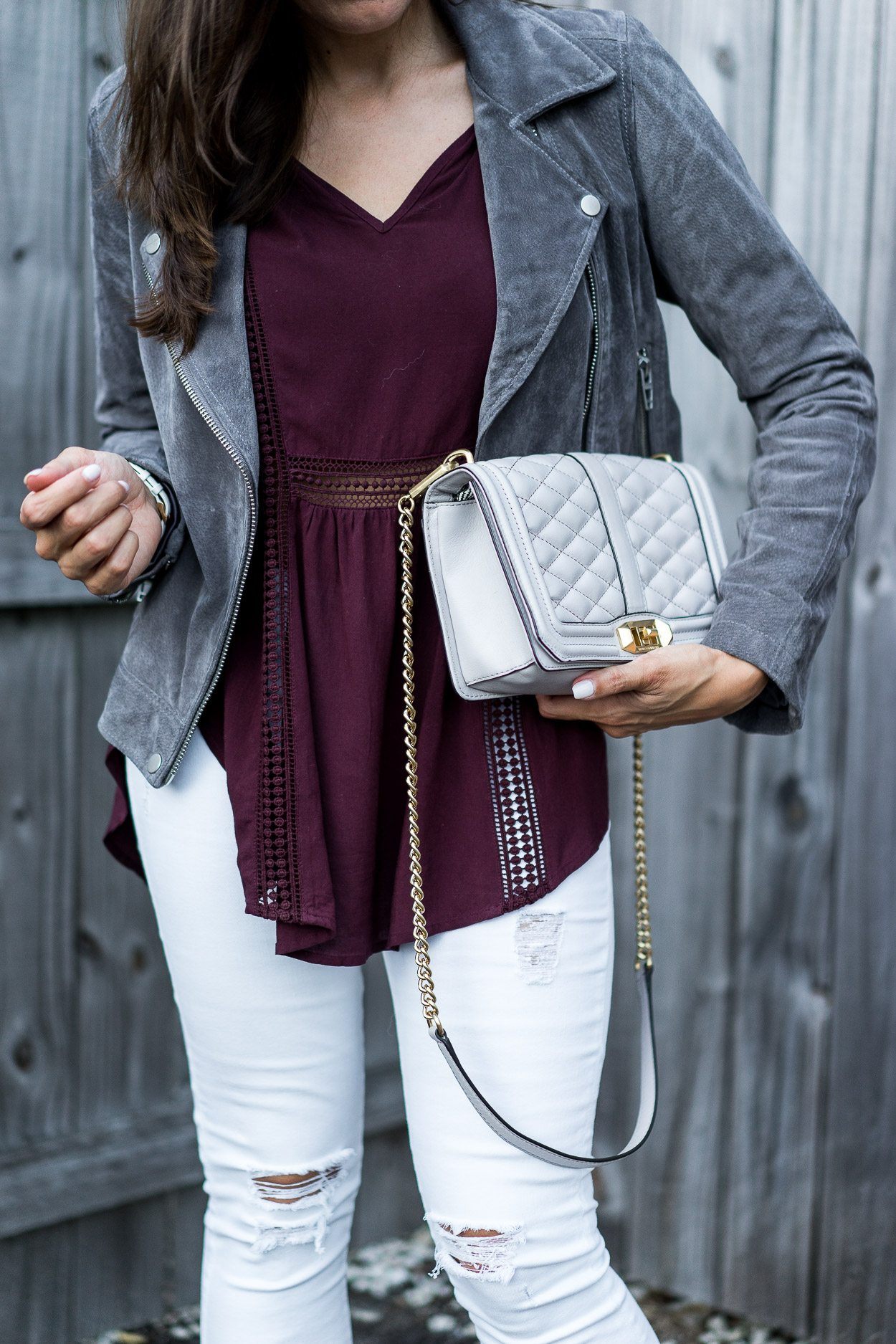 Gentle Fawn top and white AG jeans make the perfect casual Fall outfit as styled by A Glam Lifestyle blogger Amanda