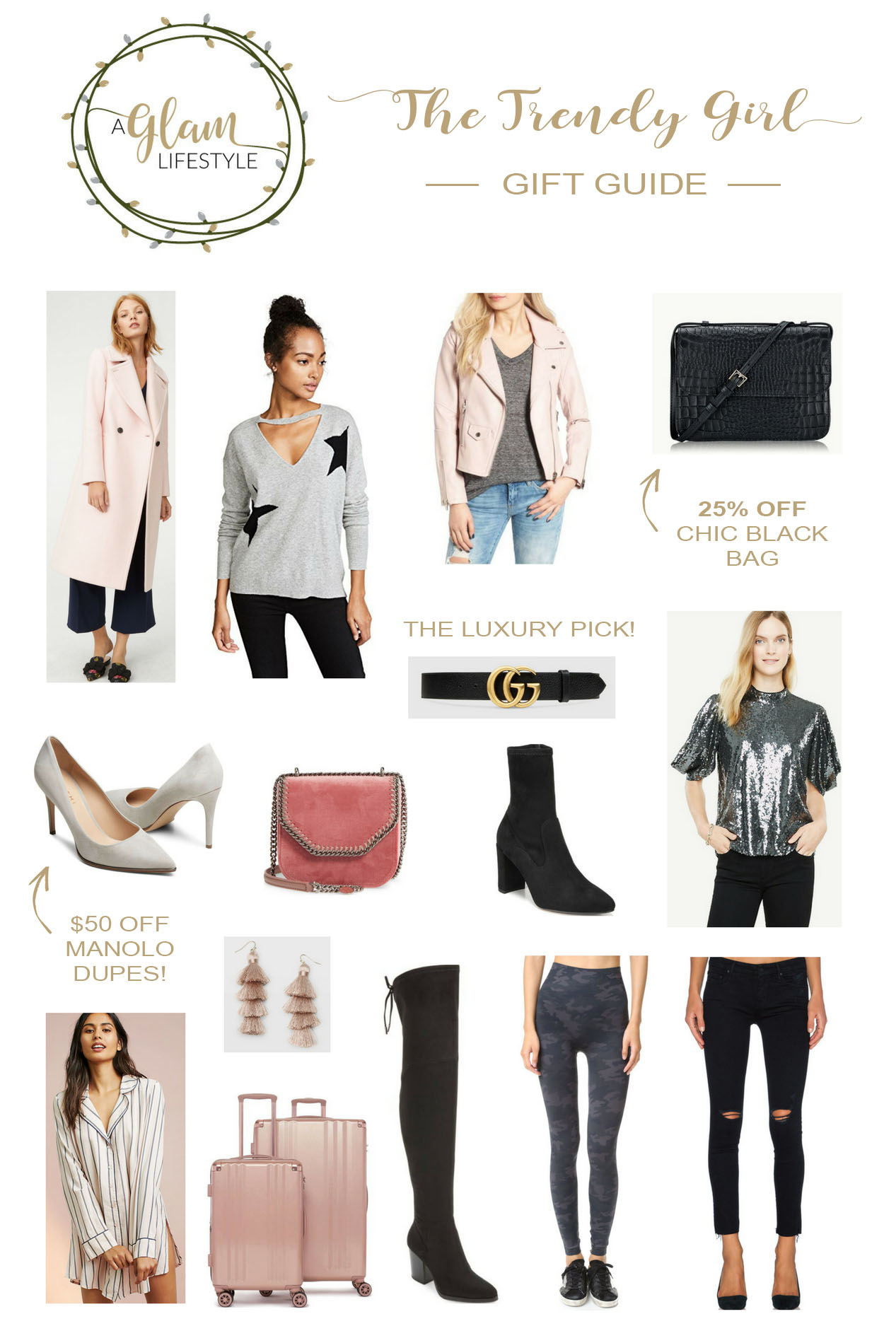 Trendy Girl Gift Guide for the fashionista in your life as curated by South Florida fashion blogger Amanda of A Glam Lifestyle