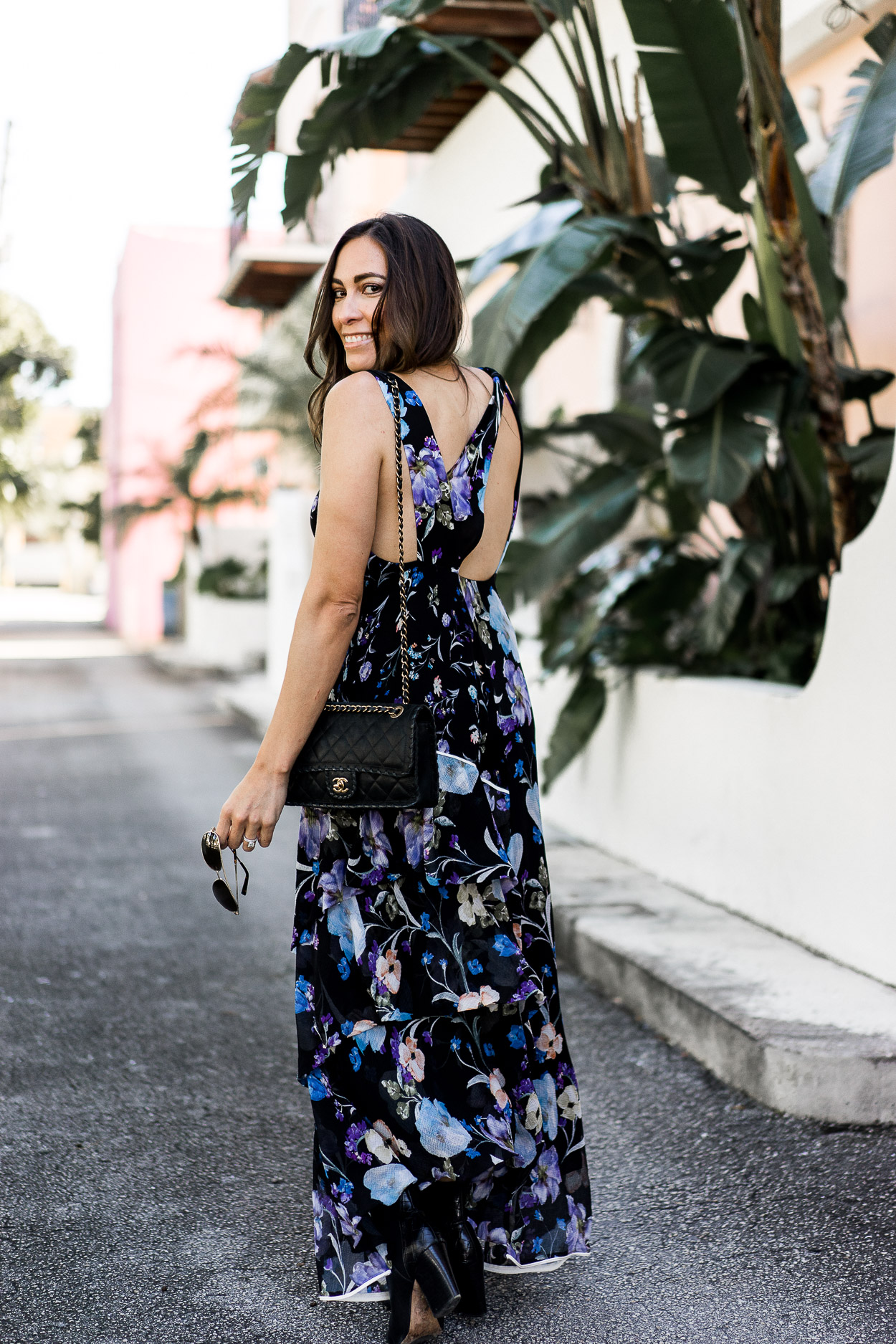 fashion blogger Amanda of A Glam Lifestyle wearing floral dress