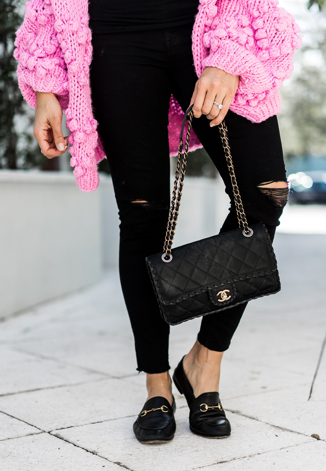 Gucci loafers and classic Chanel bag