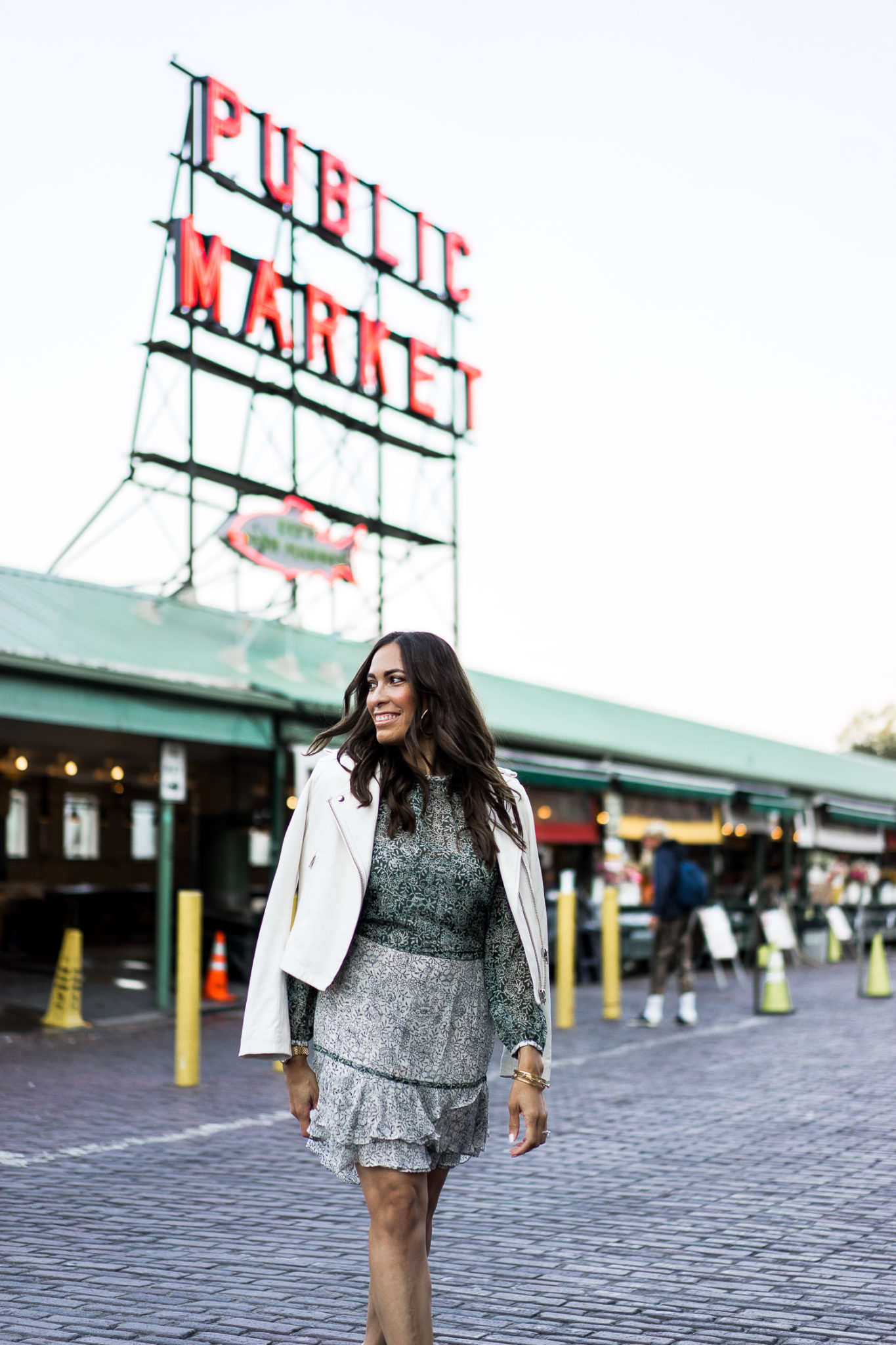 Veronica Beard dress with leather jacket