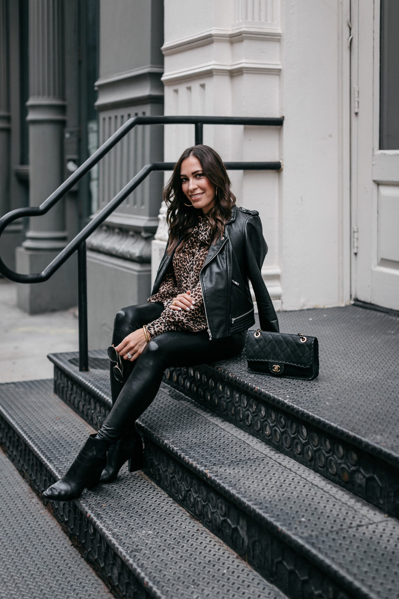 Black and leopard print outfit