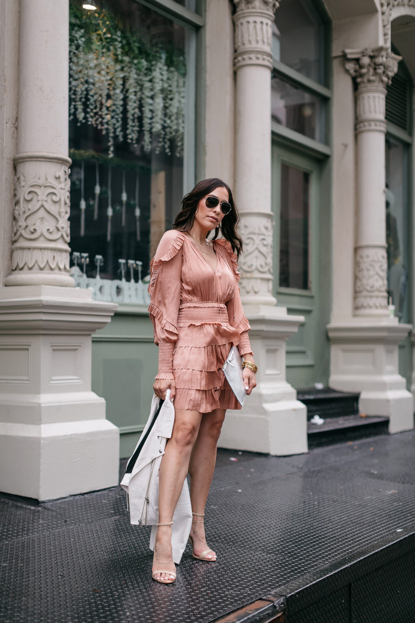 Amanda wears the Amanda and Kristen dress in blush and shares 10 fun birthday facts for her special day