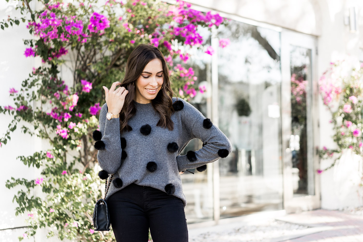 The pom pom sweater by Cece on a crisp Fall day