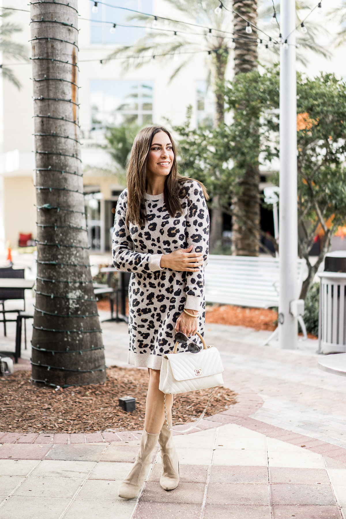 leopard sweater dress outfit
