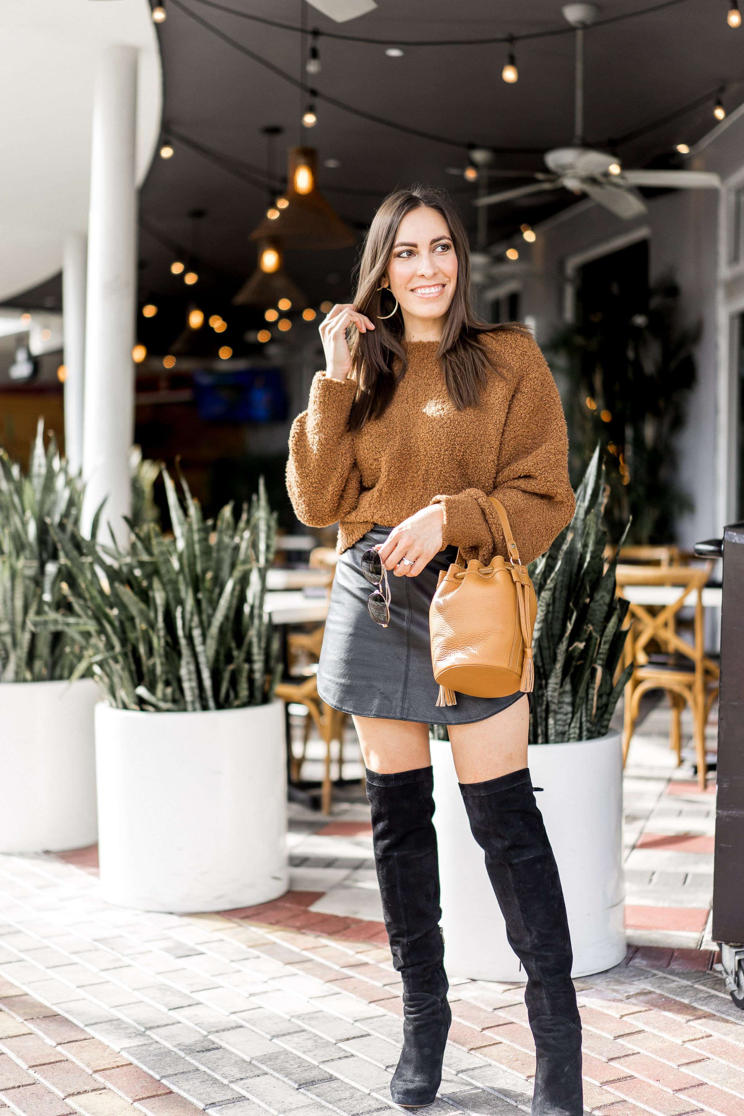 Mini skirt. over the knee boots outfit