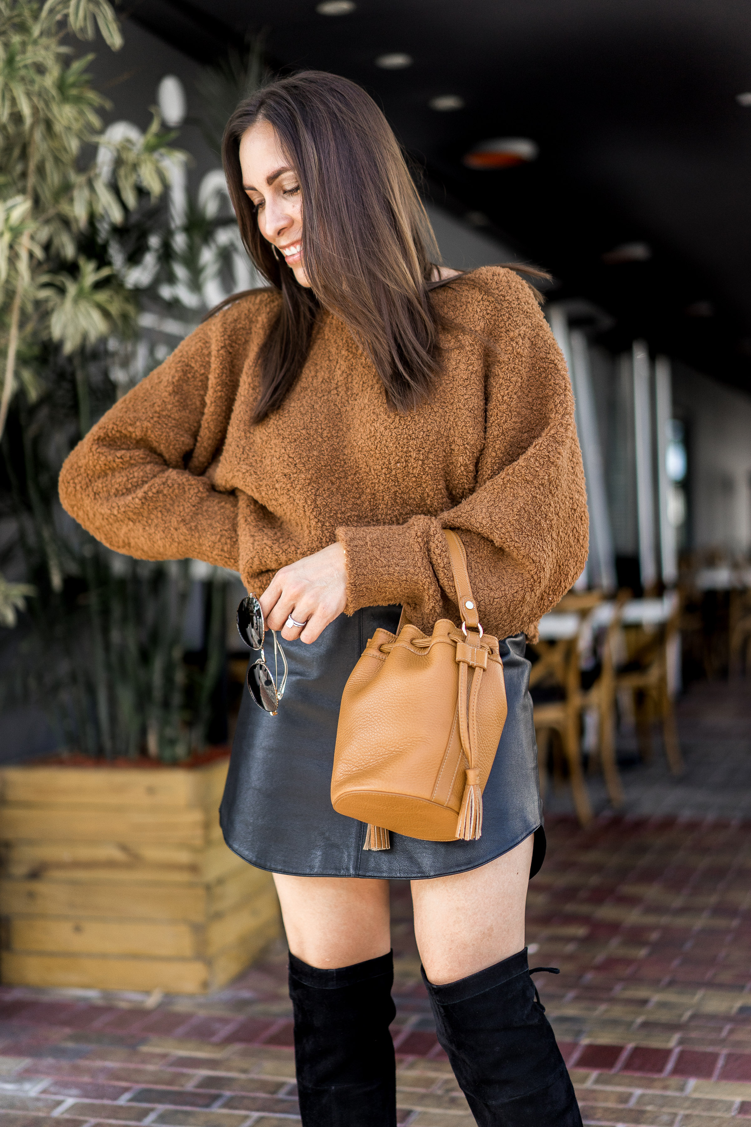 Winter mini skirt outfit