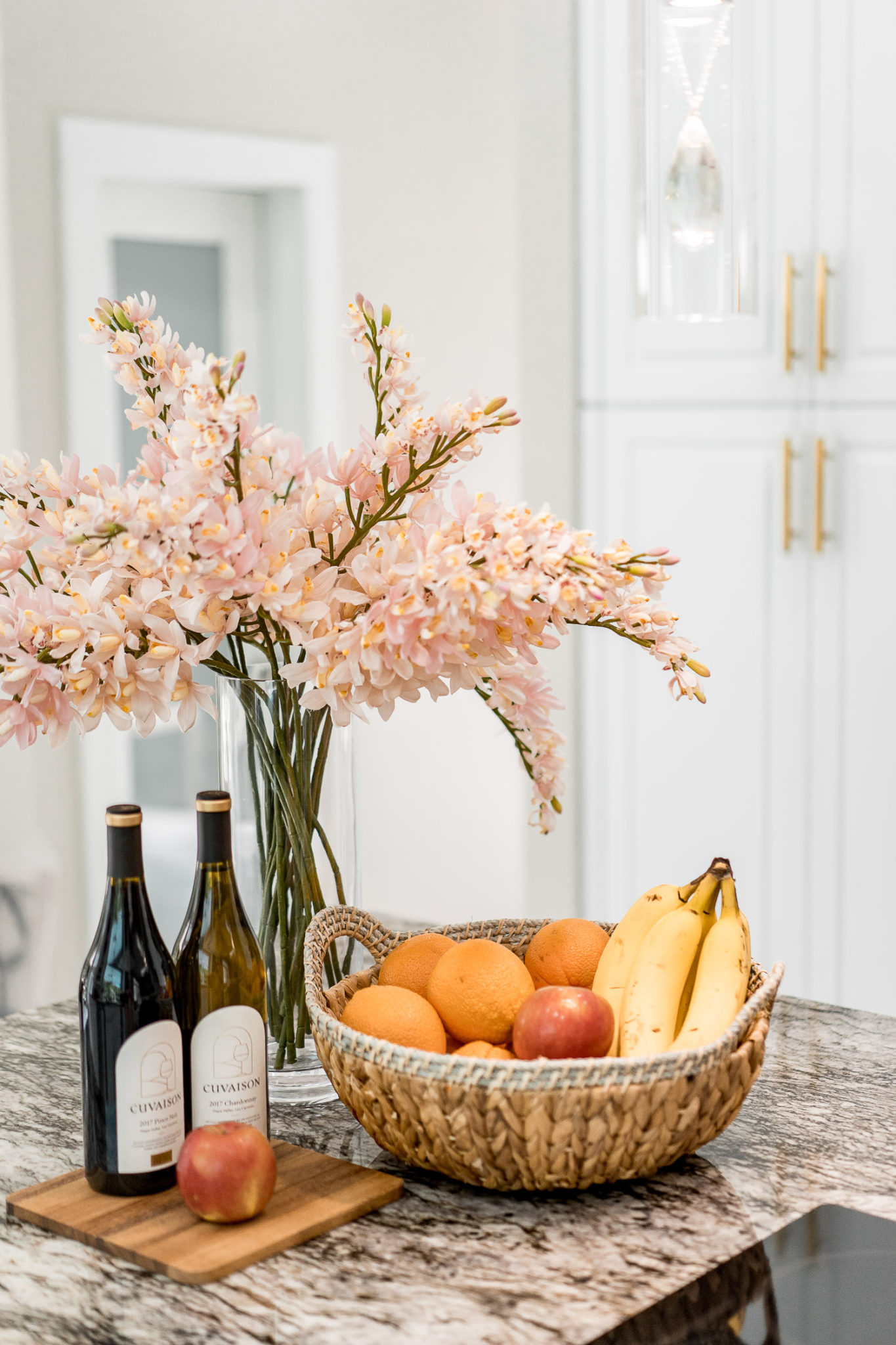 basket for fruits on countertop