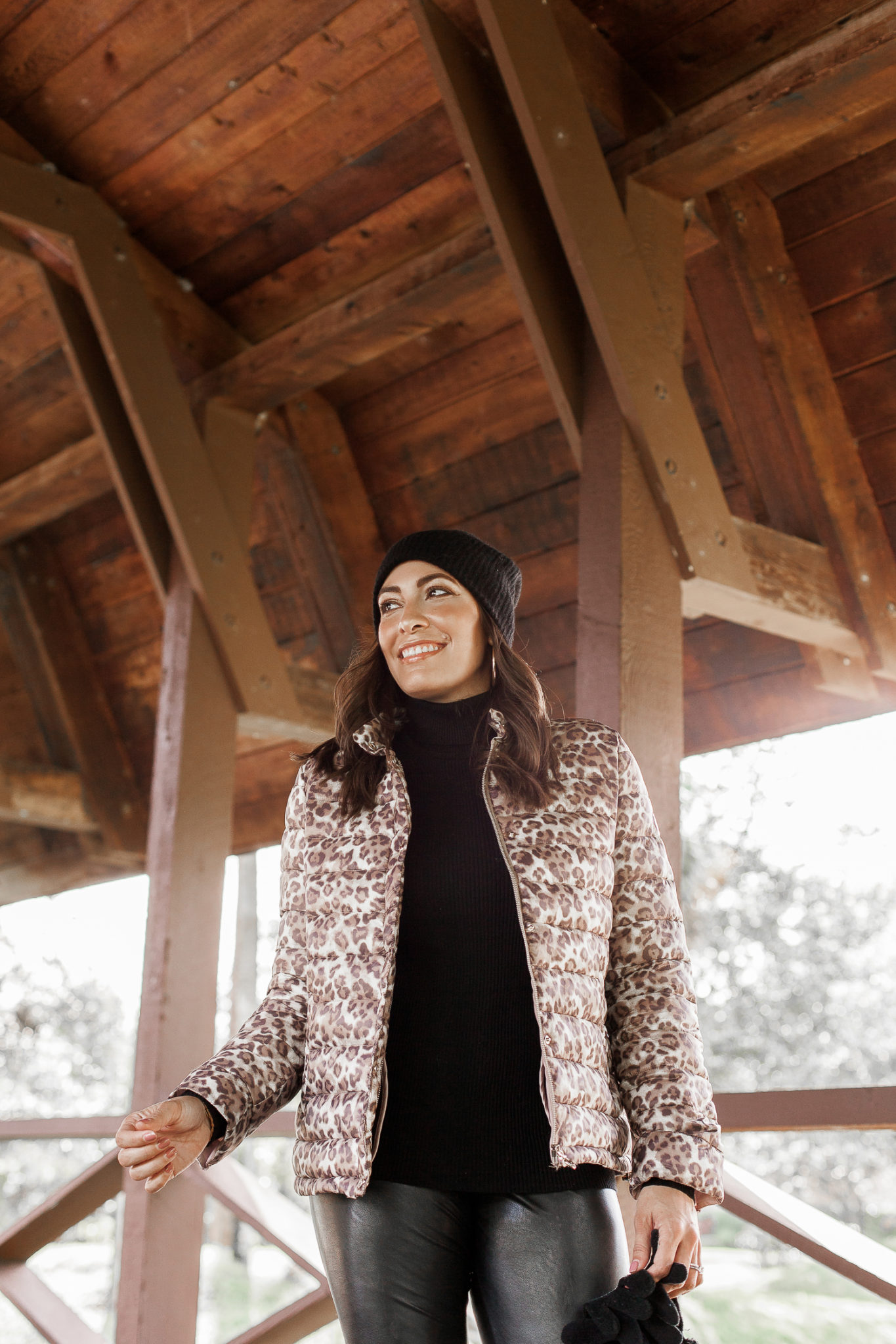 Leopard puffer coat