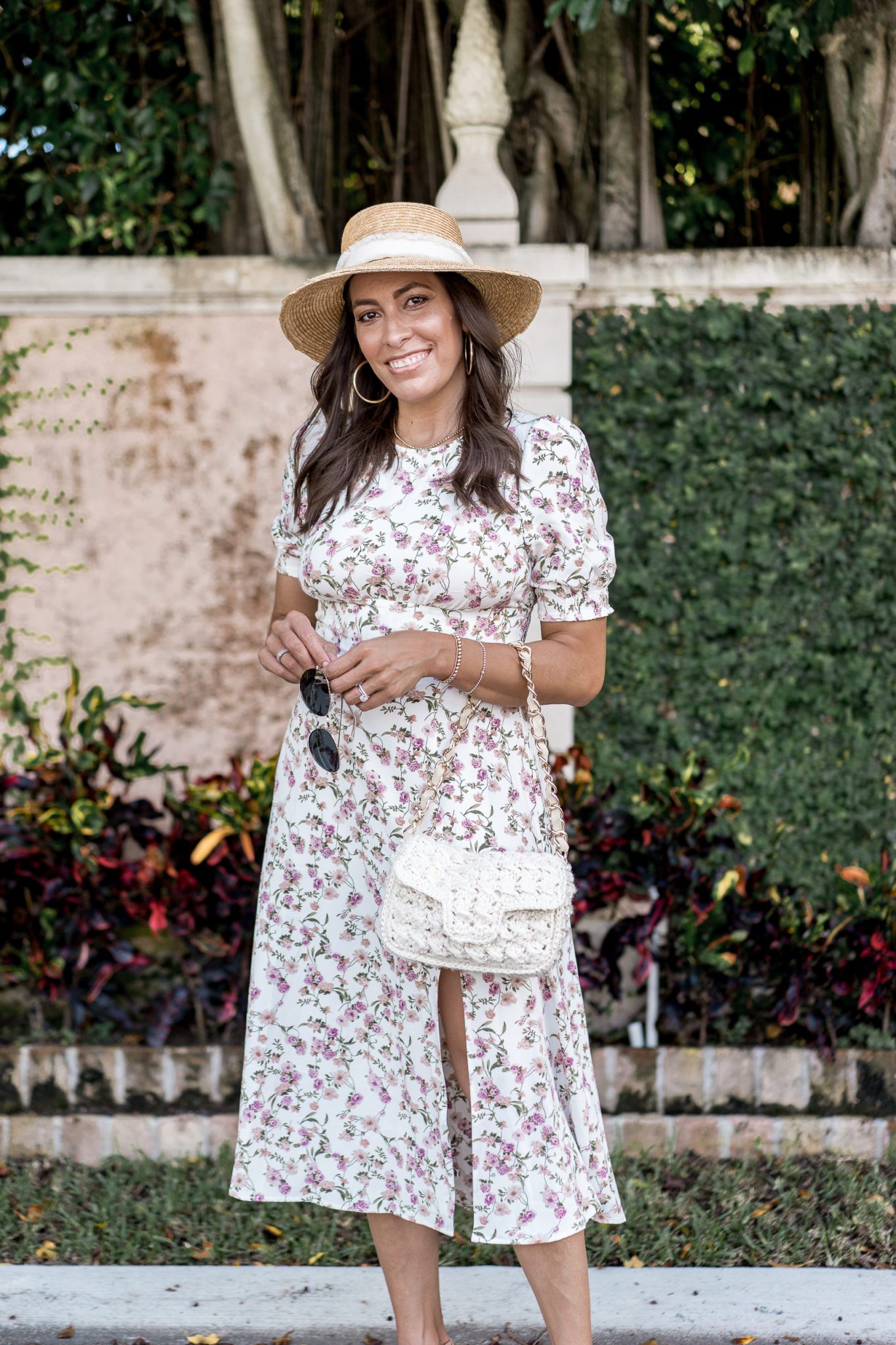 8 Affordable Fall Floral Dresses from Shopbop featured by top FL fashion blogger, A Glam Lifestyle: image of a woman wearing a Renamed Apparel floral dress.