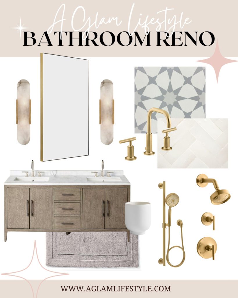 collage of fixture for Guest Bathroom Remodel Inspiration