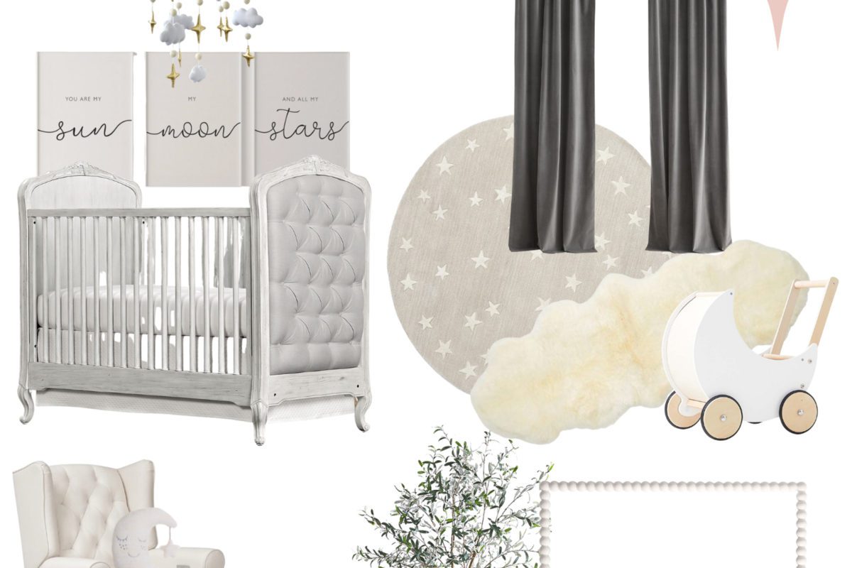 collage of items for stars and moon nursery decor