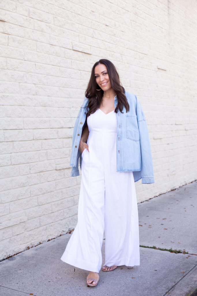 Women's White Printed Basic Jumpsuit