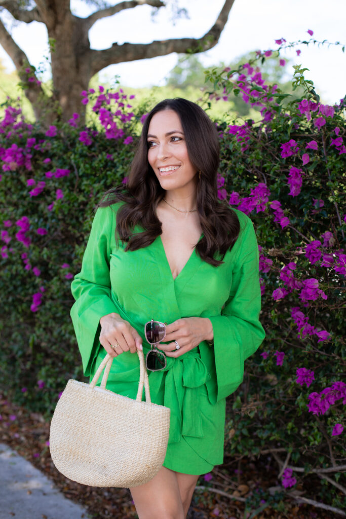 Green wrap dress Vacation Outfit Ideas