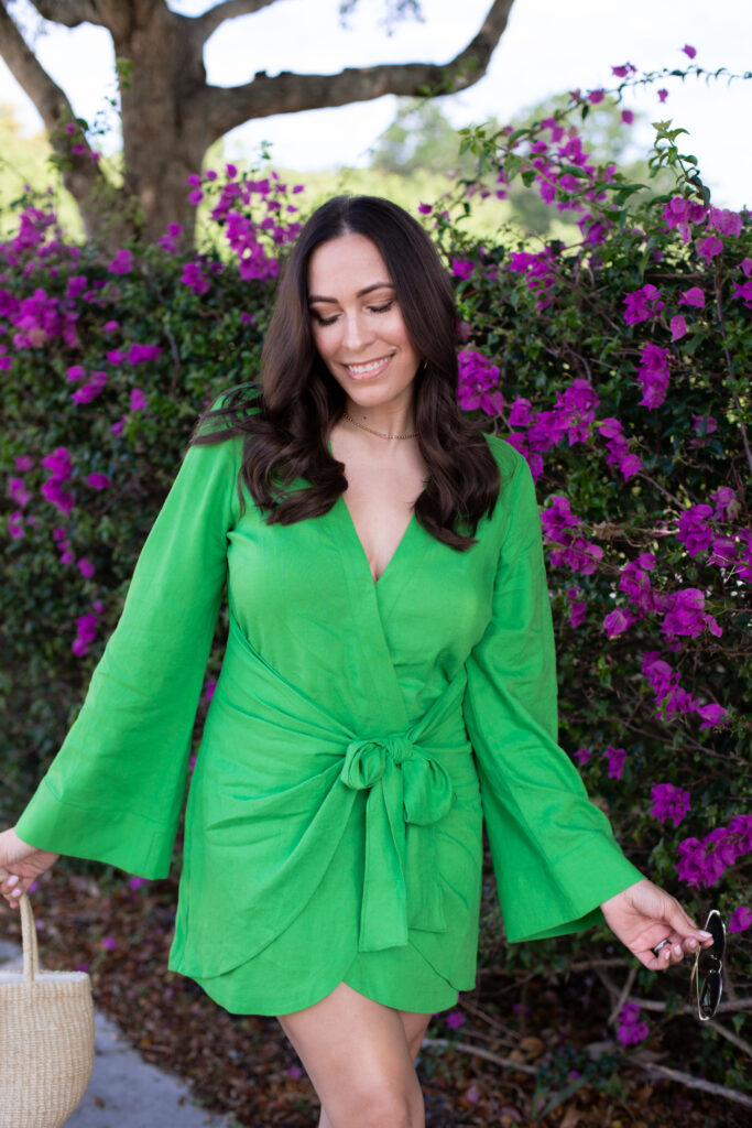 Green wrap dress