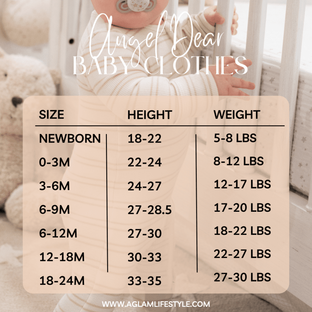 Angel Dear Size Chart